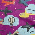 thumbnail image 1 of oneOone Cotton Cambric Purple Fabric Airplane Nursery Kids Sewing Material Print Fabric By The Yard 56 Inch Wide, 1 of 6