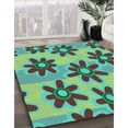 thumbnail image 3 of Ahgly Company Machine Washable Indoor Rectangle Transitional Lime Mint Green Area Rugs, 7' x 9', 3 of 7