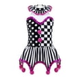 thumbnail image 1 of Rswnyirn Kids Girls Circus Clown Costume Halloween Fancy Dress Up Ballet Dance Pompoms Leotard Tutu Dress Black&Rose 6, 1 of 7
