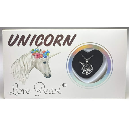 Unicorn Love Wish Pearl Kit Chain Necklace Kit Pendant Cultured Pearl in Kit Set With Stainless Steel Chain 16"