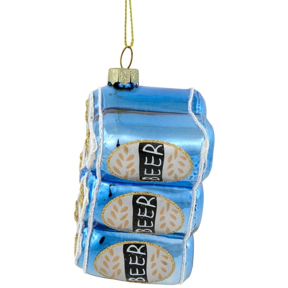 Northlight 3" Six Pack Canned Beer Glass Christmas Ornament
