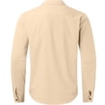 thumbnail image 4 of Qwertyu Men's Long Sleeve Button Down Shirt Casual Cotton Linen Textured Solid Color Lightweight Shirt Summer Beach Tops Khaki XL, 4 of 5