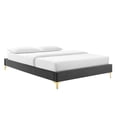 thumbnail image 5 of Platform Bed Frame, Tufted, Rivet Nailhead, Full, Dark Grey Gray, Fabric, Bedroom, Modern Contemporary HB35329, 5 of 15
