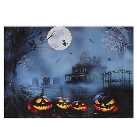 Image of Halloween Backdrop Party Photo Decor Haunted House Photographs Background Child