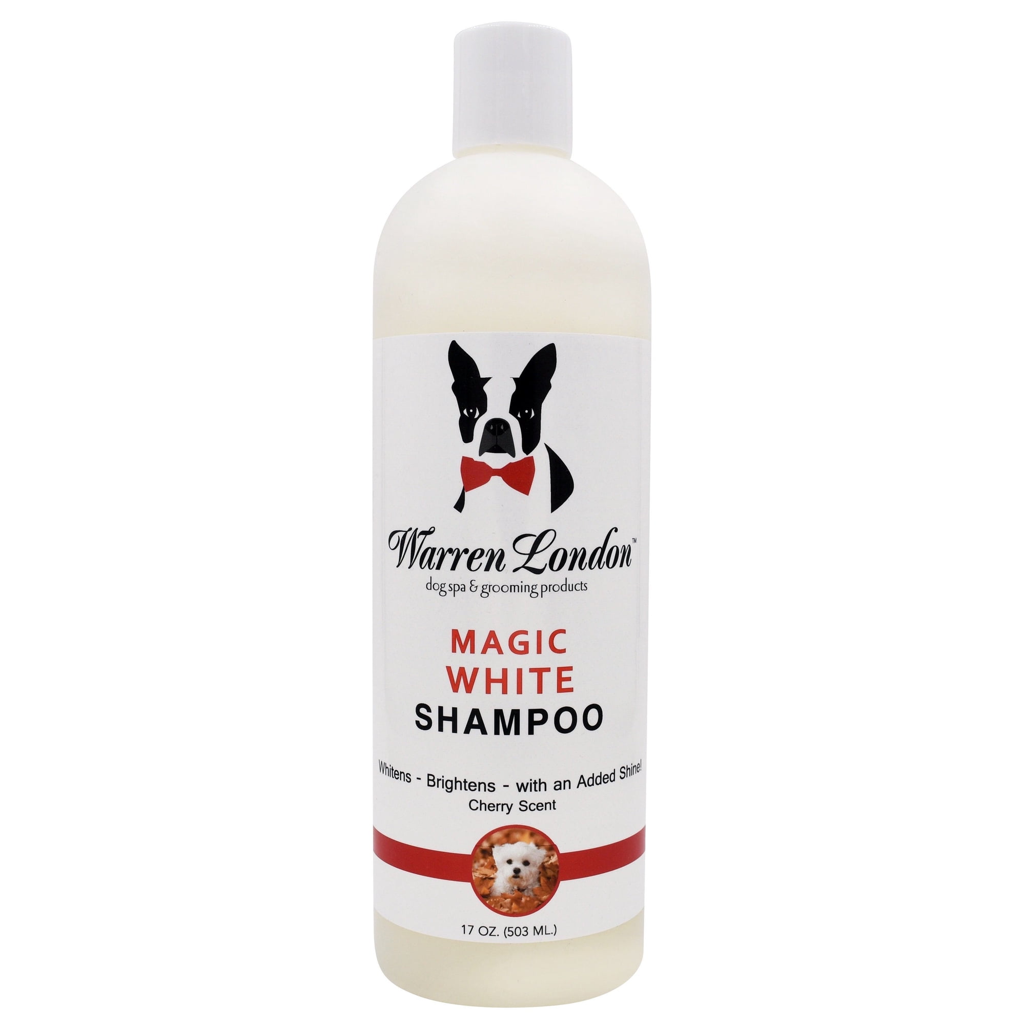 Magic White Brightening Dog Shampoo for White Dogs | Cherry Scented White Coat Pet Shampoo for White Hair & Smelly Dogs | Made In USA