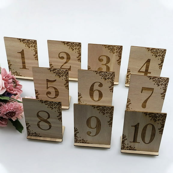 OUNONA 10pcs Decor Wooden Numbers 110 Rustic Table Numbers for Wedding Reception