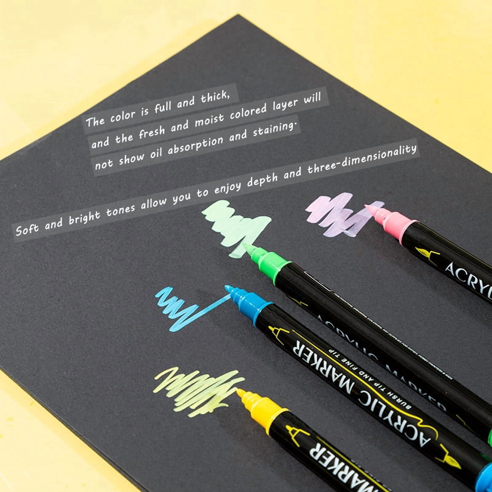 Dual Tip Acrylic Paint Pens, Extra Fine Tip and Brush Markers for Rock Painting Stone Wood Slices Ceramic Christmas Decorations Supplies