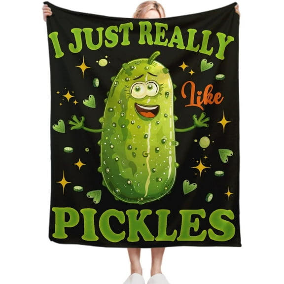 Pickle Blanket for Dill Pickles Lover Pickle Gifts Blanket for Boys Kids Teen I Just Really Like Pickles Soft Flannel Throw Blanket for Sofa Bed Camping Travel Home Decor