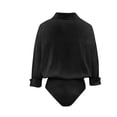 thumbnail image 5 of Women's Long Sleeve Collared Shirt Bodysuit Button Front Stretchy Slim Fit Tucked-in Design for Office Date Nigh Black M, 5 of 8