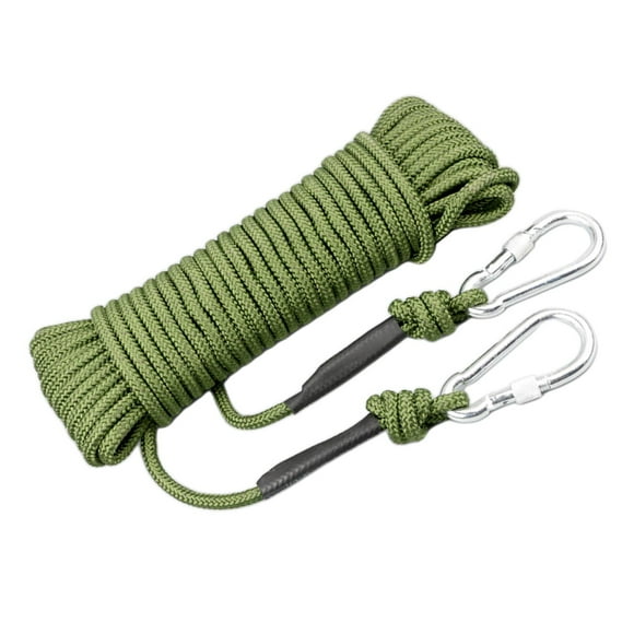 jinwen Outdoor Climbing Rope Fire Hooks Green with Steel Wire High Strength Resistant Parachute Rope Gear for Hiking Survival , 30 meters