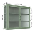 thumbnail image 2 of Retro Style Haze Double Glass Door Wall Cabinet With Detachable Shelves for Office, Dining Room,Living Room, Kitchen and Bathroom Mint Green, 2 of 5