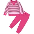 thumbnail image 2 of SANMIO Toddler Girl Clothes Girls Tracksuit Outfit Cute Striped Sweatshirt Sweatpants Set Fall Winter Sweatsuit For Girls 1-5T, 2 of 7