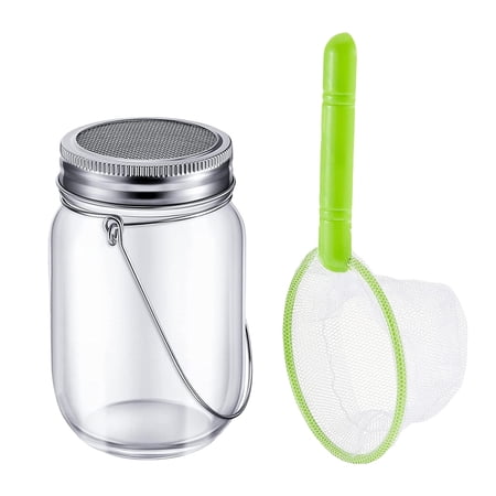 Franhais Kids Bug Catcher Kit, Portable Butterfly Net Glass Jar Educational Toy for Outdoor Bug Collection