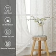 thumbnail image 5 of OVZME Leila 2 Panels Ivory Sheer Curtains 84 Inches Long, Light Filtering 3D Leaf Textured Jacquard Window Drapes for Living Room Bedroom with Top Rod Pocket, Each 40Wx84L Inch, Ivory, 5 of 7