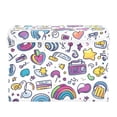 thumbnail image 7 of Yayeee Collapsible Cube Storage Bin with Lid Fabric Closet Decorative Basket with Handles, Purple Doodle Pattern, 7 of 7
