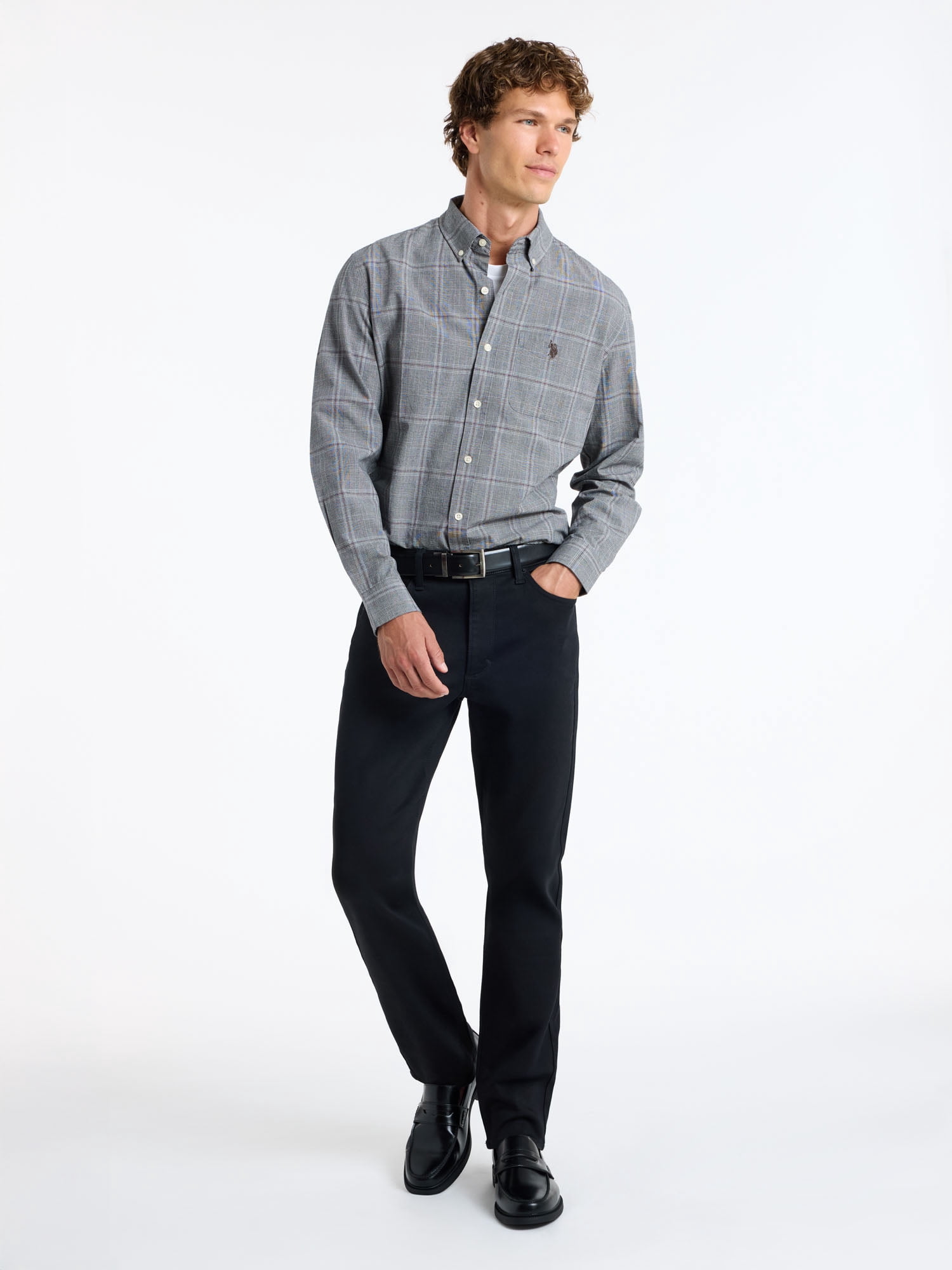 U.S. Polo Assn. Men's Soft Cotton Madras Button Down Shirt