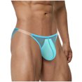 thumbnail image 2 of NoxwB Men's Sexy Cover Buttock Translucent Enhanced Pouch Bikini Briefs Solid Color Low Rise Underpants Breathable Underwear Blue XL, 2 of 3