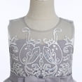 thumbnail image 5 of IBTOM CASTLE Flower Girl Lace Dress for Kids Wedding Bridesmaid Pageant Party Formal Long Maxi Gown Princess Communion Tulle Bow Dresses 5-6 Years Gray, 5 of 8