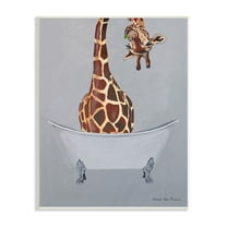 Stupell Industries Funny Giraffe Neck Bathtub Bathroom Theme Painting Unframed Art Print Wall Art, 10x15, by Coco de Paris