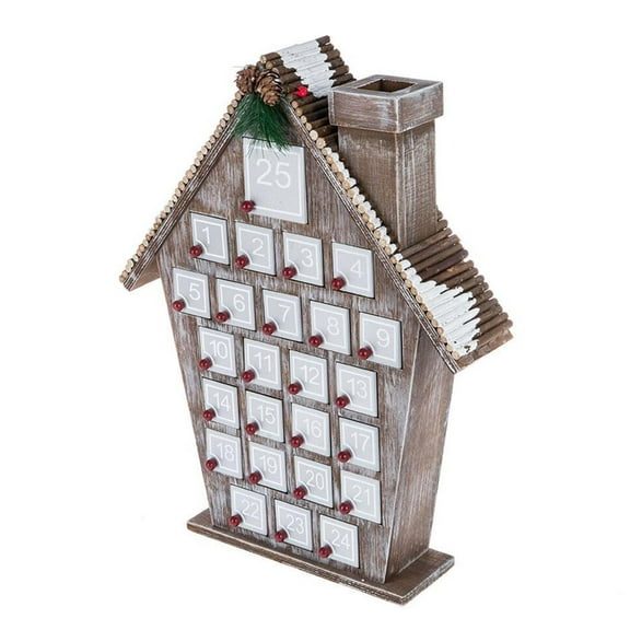 Rvaymup Wood Christmas Countdowns Houses Wood Houses Advents Calendar with 24 Cards and Christmas Pinecones for Celebration