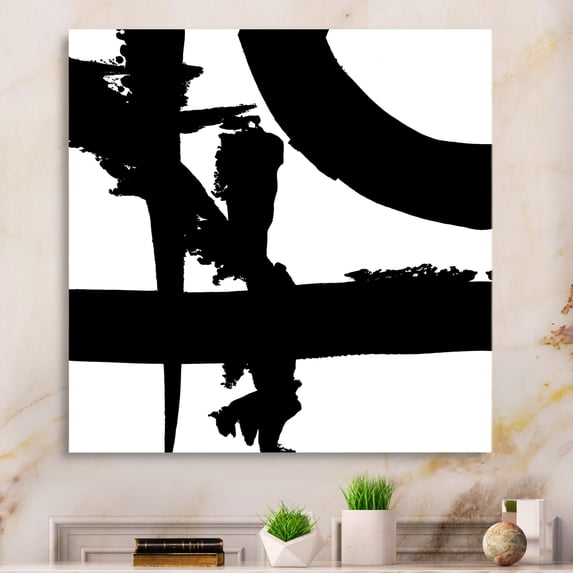 Porch & Den Black and White Crossing Paths I" Gallery-wrapped Canvas 36 in. wide x 36 in. high