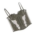 thumbnail image 3 of Conairie Women's Bustier Corset Top Lace Boned Solid Color Spaghetti Strap Fitted Mesh Bonded Party Going Out Cami Tops Army Green L, 3 of 5