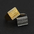 thumbnail image 4 of 14K Yellow Gold the Last Supper Dinner Painting Luxury Hip Hop Square Rings for Men Women Gift Jewelry, 4 of 6