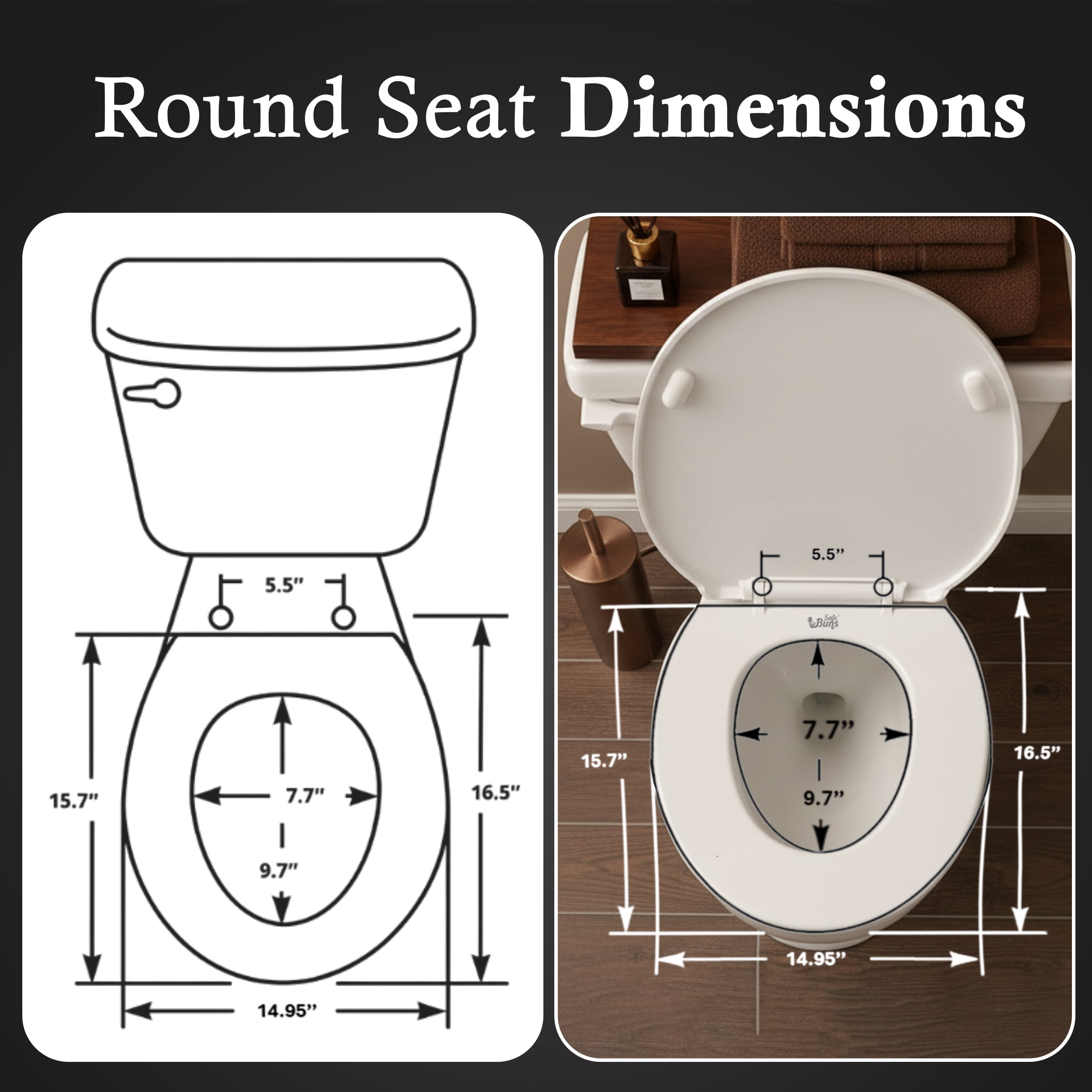 Safe Buns Round Soft Close Slip-Resistant Toilet Seat