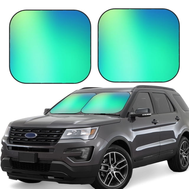 Fotbe blue green colors Juego de 2 Piezas de Parasoles para Parabrisas | Bloqueador Solar para Auto | Accesorios Plegables para Protección Solar Interior-Large