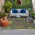 thumbnail image 2 of Boho Outdoor Rug for Patio/Deck/Porch, Non-Slip Large Area Rug 4 x 6 Ft, Ethnic Geometric Floral Vintage Green Yellow Red Indoor Outdoor Rugs Washable Area Rugs, Reversible Camping Rug Carpet Runner, 2 of 8