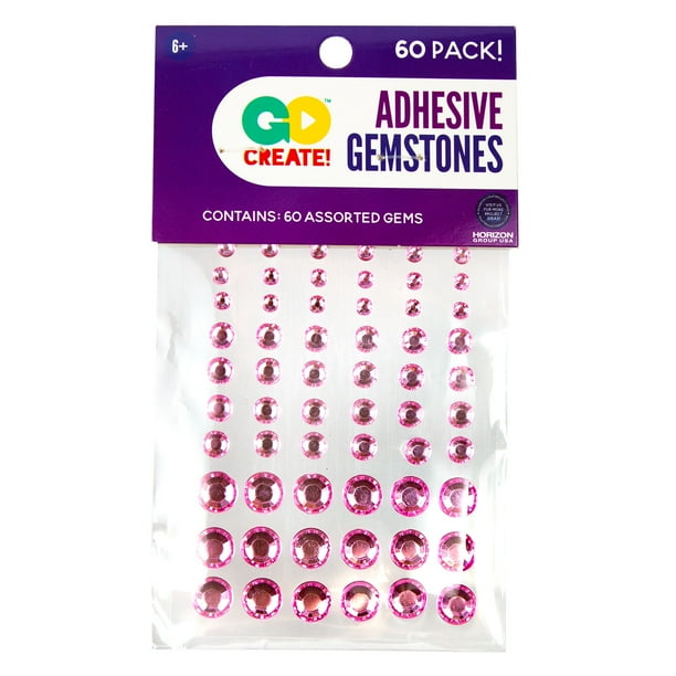 Go Create Adhesive Gemstones, 60Pack Pink Gemstones