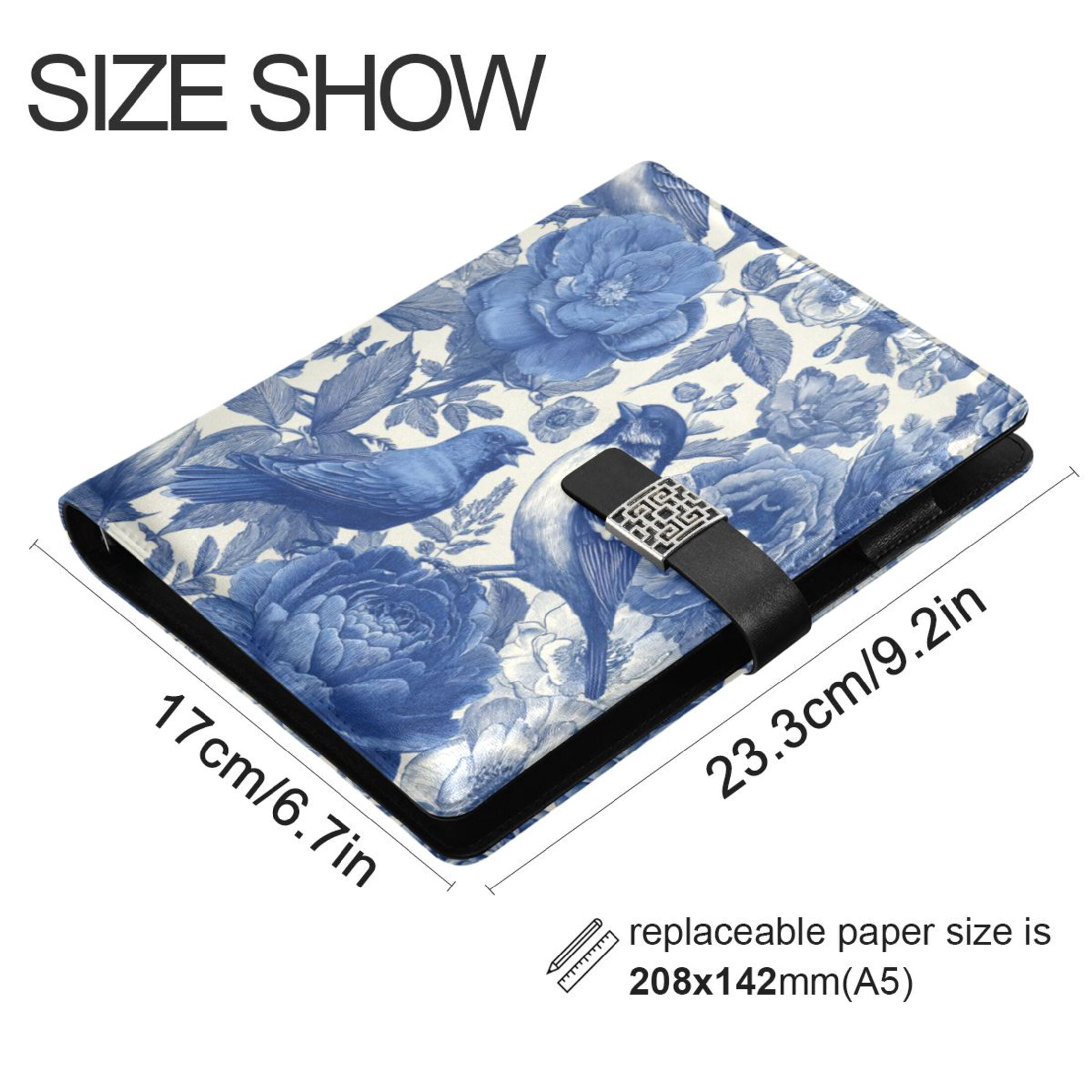 Leather Planner Leather Notebook Notebook Journal Binder Design Pen Pocket Design Convenient for Storage Blue Bird