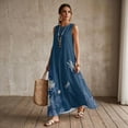 thumbnail image 3 of Xixirimido Dragonfly Chrysanthemums Blue Print Sleeveless Maxi Dresses for Women Elegant A-line Flowy Dress with Pockets Casual Summer Dresses Beach Vacation Resort Wear, Size 4XL, 3 of 7