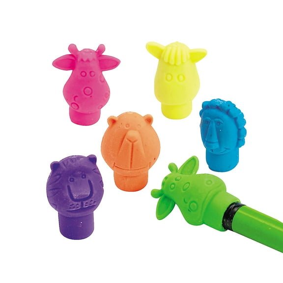 Zoo Animal Pencil Top Erasers - Party Favors - 144 Pieces