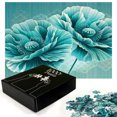 thumbnail image 2 of Ambesonne Turquoise Jigsaw Puzzle, Futurist Poppy Flowers, Heirloom-Quality Fun Activity for Family Durable Cardboard, 1000 pcs, Dark Seafoam Cadet Blue, 2 of 5