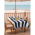 thumbnail image 2 of 60x102 Inch Outdoor Tablecloth with Umbrella Hole Zipper Rectangle Khaki Navy Blue Striped Rectangular Tablecloths Outside Waterproof Farmhouse Abstract Lines Art Patio Table Cover for Picnic Party, 2 of 8