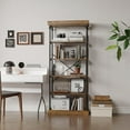 thumbnail image 4 of Yeshouse librería industrial de madera de 6 niveles, estantería alta de almacenamiento abierto con estructura metálica, acabado gris rústico, ideal para exhibición en sala, oficina o dormitorio, 4 of 8