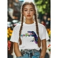 thumbnail image 5 of Women's T-Shirt Colorful Dinosaur Splash Short Sleeve Casual Tee Classic Crew Neck T Shirt for Women White, 5XL, 5 of 7