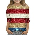 thumbnail image 2 of MKOSPLRT Red White and Blue Shirts Boys Girls 3-12 Years 3/4 Sleeve Crew Neck Glitter Shirts Trendy 4th of July Party Shirts Kids Clothes, 2 of 5