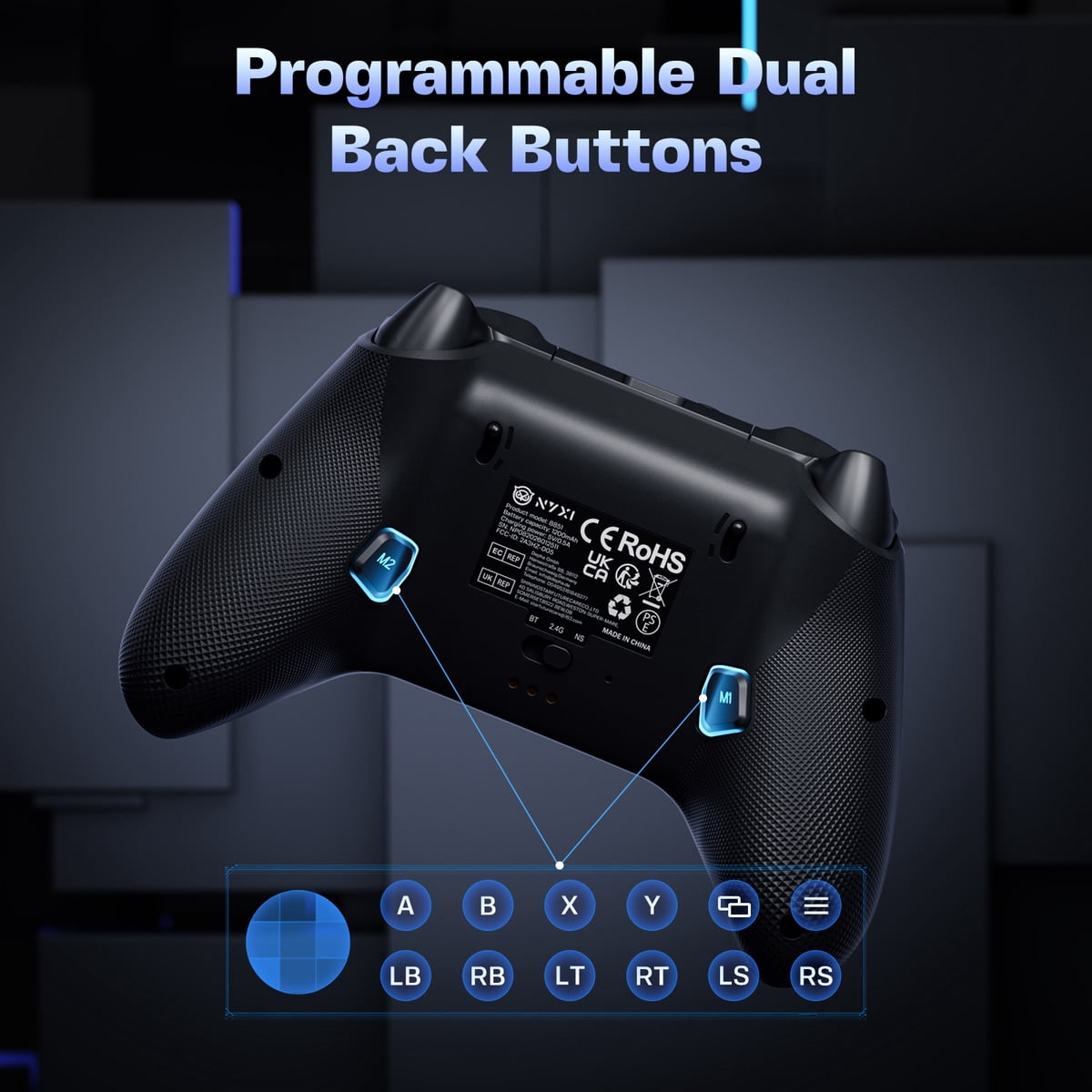 NYXI TMR Hall Effect Controller - Zero Drift, Adjustable Tension, Charging Dock, for Switch & PC