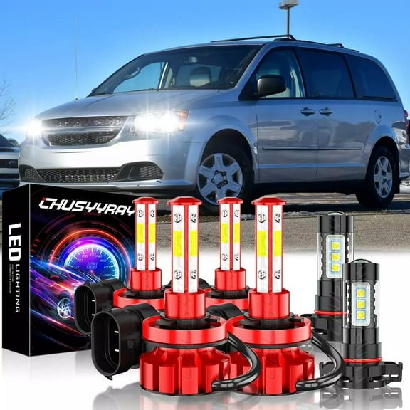 CHUSYYRAY for Dodge Grand Caravan 2011-2019 LED Headlight Hi-Lo Beam Fog Light Bulbs Kit 6000K White 6x