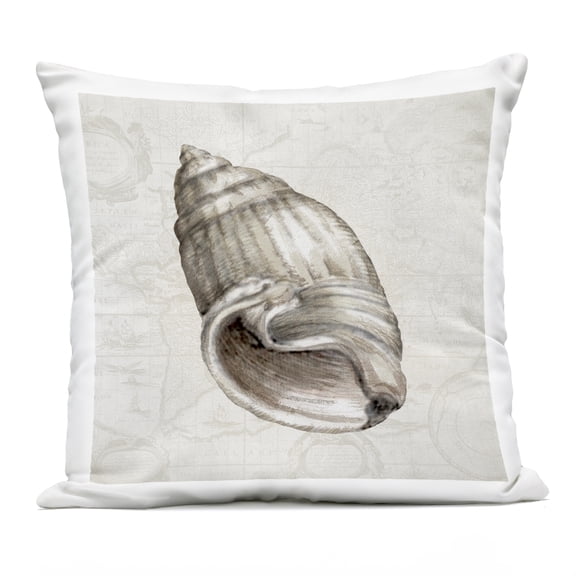 Stupell Industries Seashell over Vintage Map Design by Conrad Knutsen Outdoor Printed Pillow