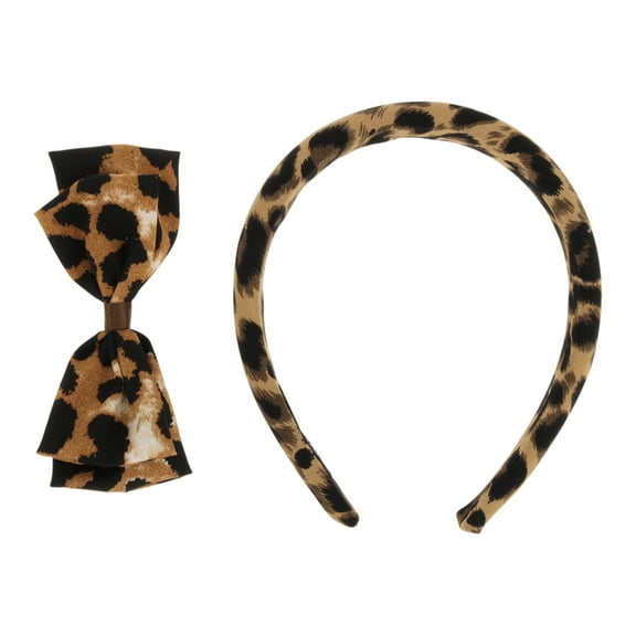 Unique Bargains 1 Set Stylish Leopard Print Hair Clips Hairdo Clips Yellow Brown