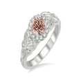 thumbnail image 1 of 1.25 Carat Peach Pink Morganite Round cut Diamond Engagement Ring in 14k White Gold Ring morganite and diamond engagement ring, 1 of 2