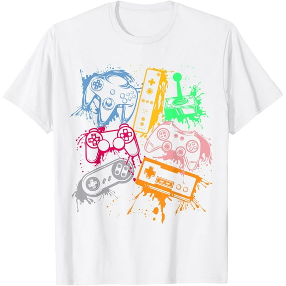 Video Game Console Controllers Retro 80's 90's Arcade Gamer T-ShirtMen's and women's pure cotton short-sleeved shirts