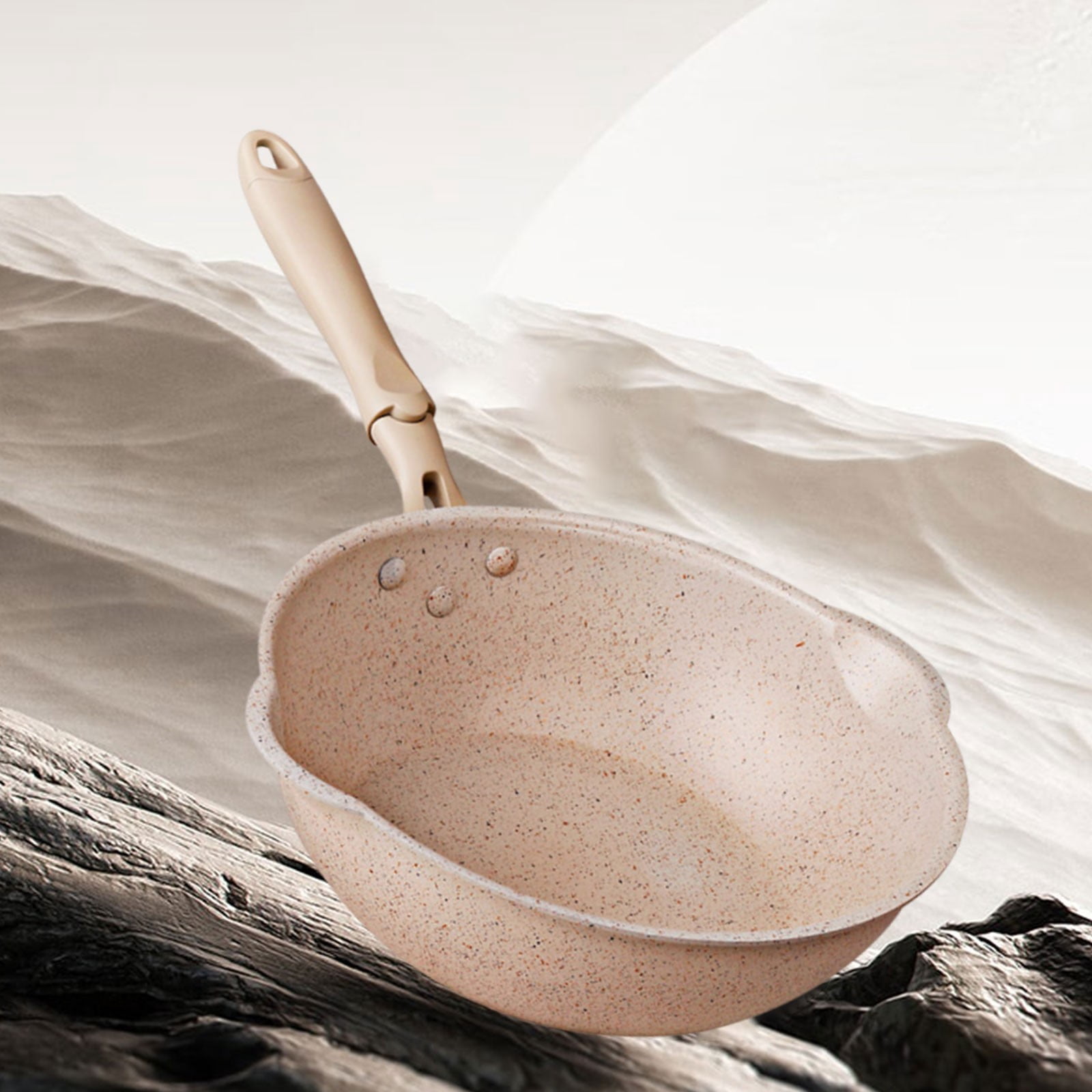 Miyuadkai Medical Stone Frying Pan, Thickened Bottom Stone Frying Pan Multifunction Non Stick Pans Deep Nougat Pot Mouth Wok Pan 20Cm, Pot*1