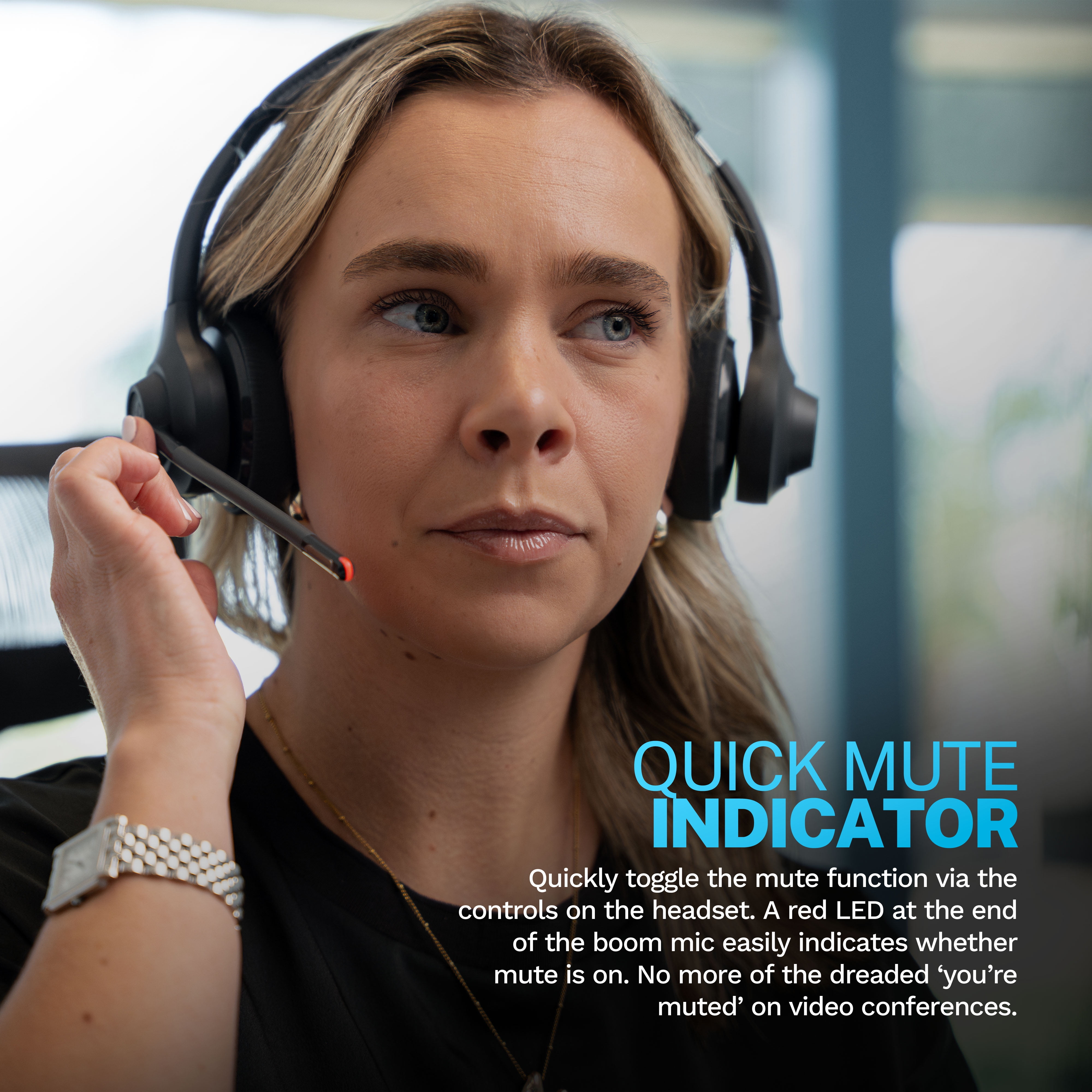JLab GO Work Wireless On-Ear Headset, Gen 2, 55+ Hours USB-C Dongle Connection & Noise-Canceling Mic