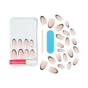 Kiss Masterpiece Press On Nails, Black Tips, Medium Length, Almond Shape, 30 Count