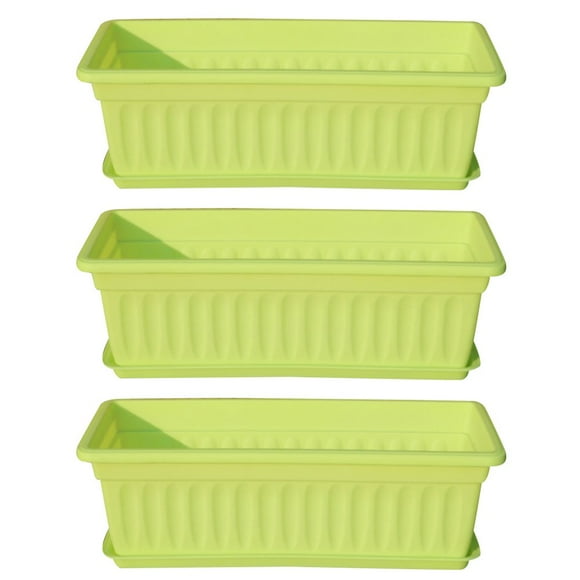DEBGFS 3 Pcs Balcon Jardin Rectangulaire Jardinière pour Légumes et Fleurs Boîte en Résine Pot de Plantation, Vert, 44x19x14 cm