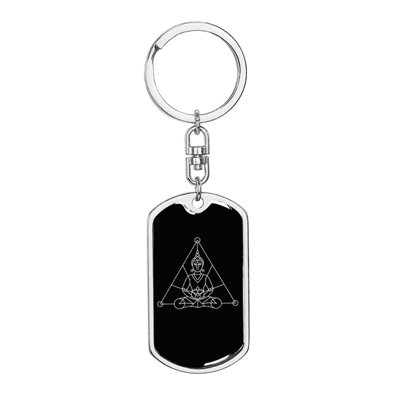 Sacred Geometry Zen Meditation Stainless Steel or 18k Gold Premium Swivel Dog Tag Keychain